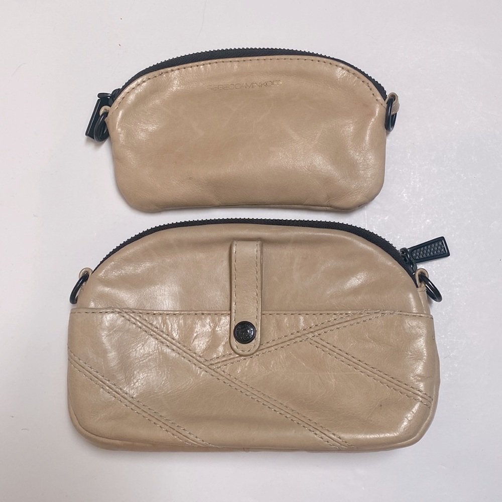 Rebecca Minkoff cosmetics pouch and coin purse set of two  mini bags cream black